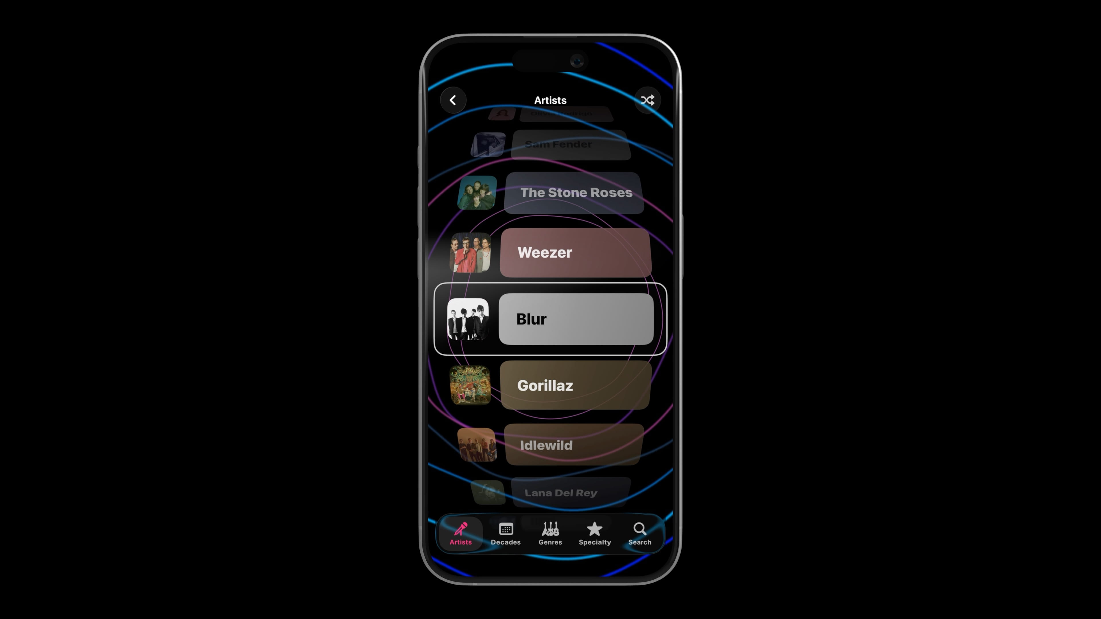 Curated genre playlists on iPhone